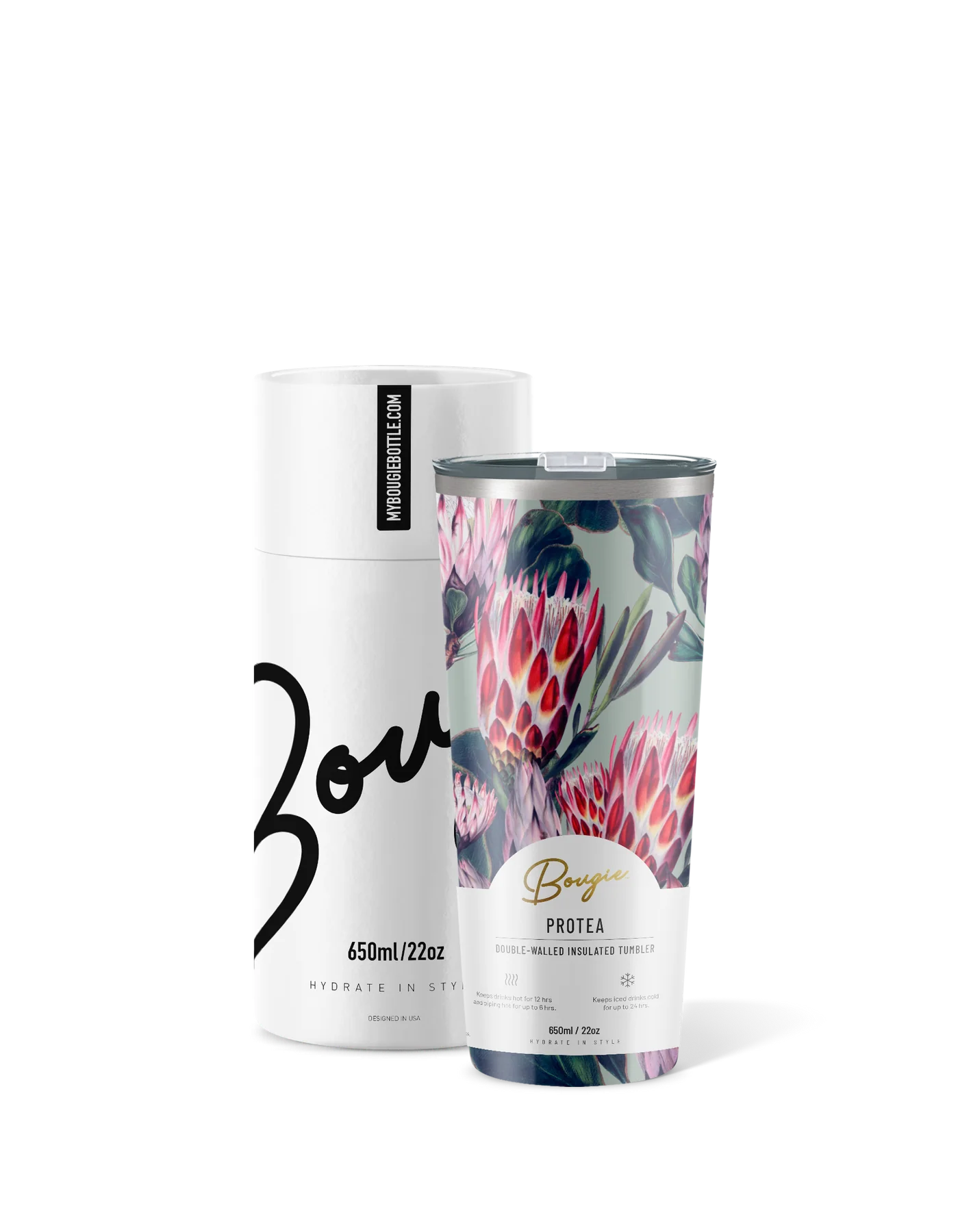 Bougie Bottle Insultated Tumbler Set Protea 22oz