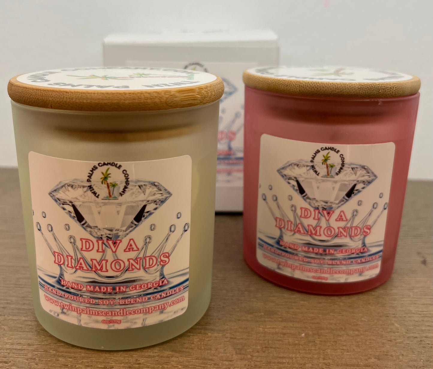 DIVA DIAMONDS CANDLE IN PINK OR LIGHT YELLOW JAR