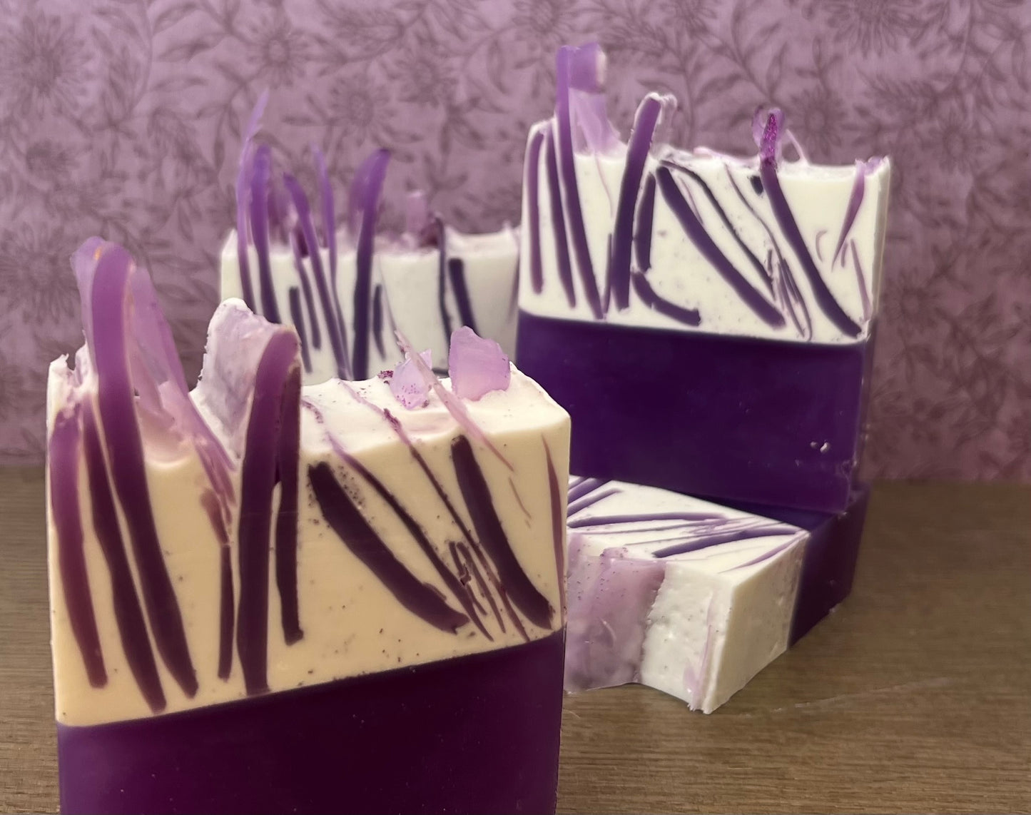 Purple Patchouli Clear & Goat Milk Soap.