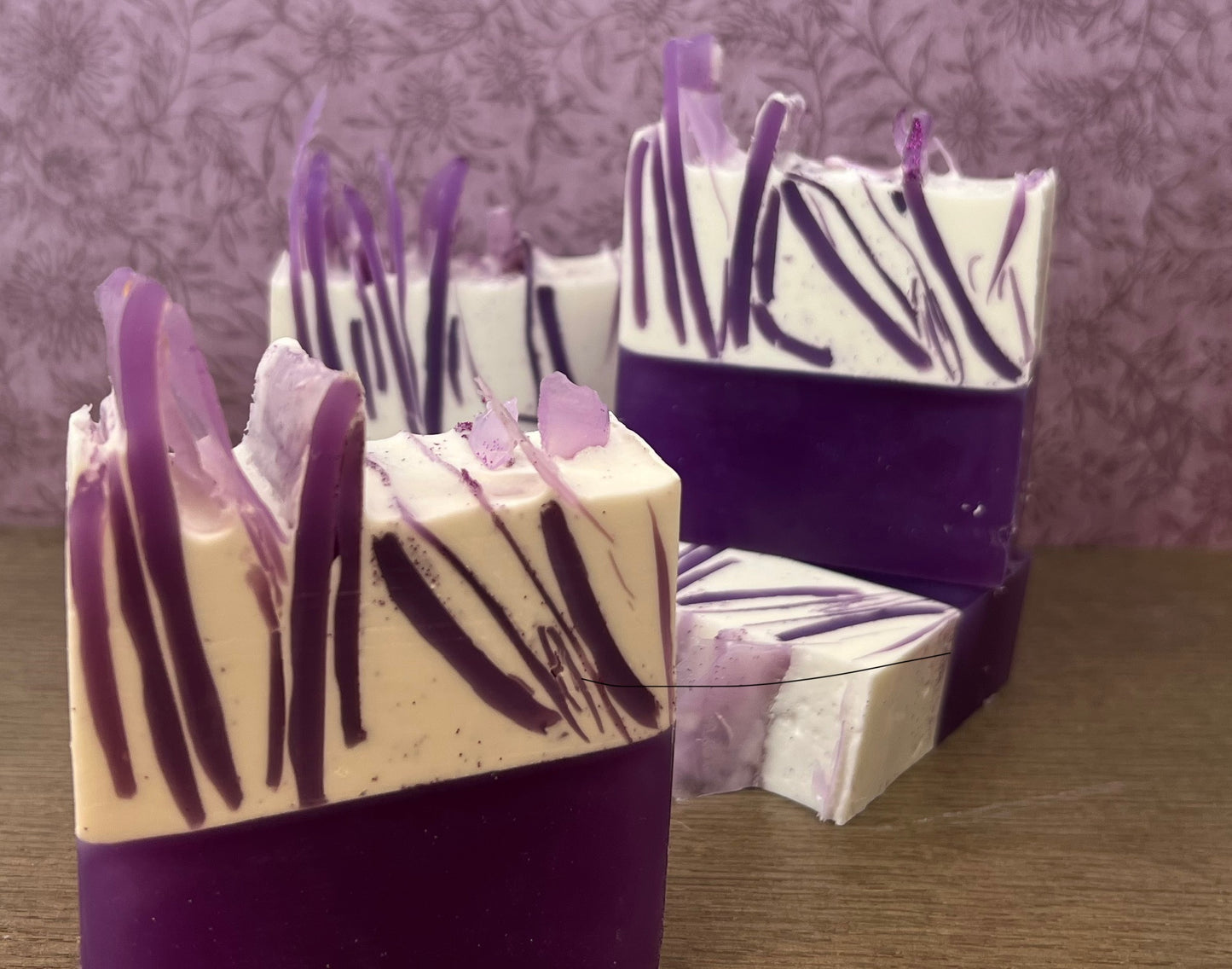 Purple Patchouli Clear & Goat Milk Soap.