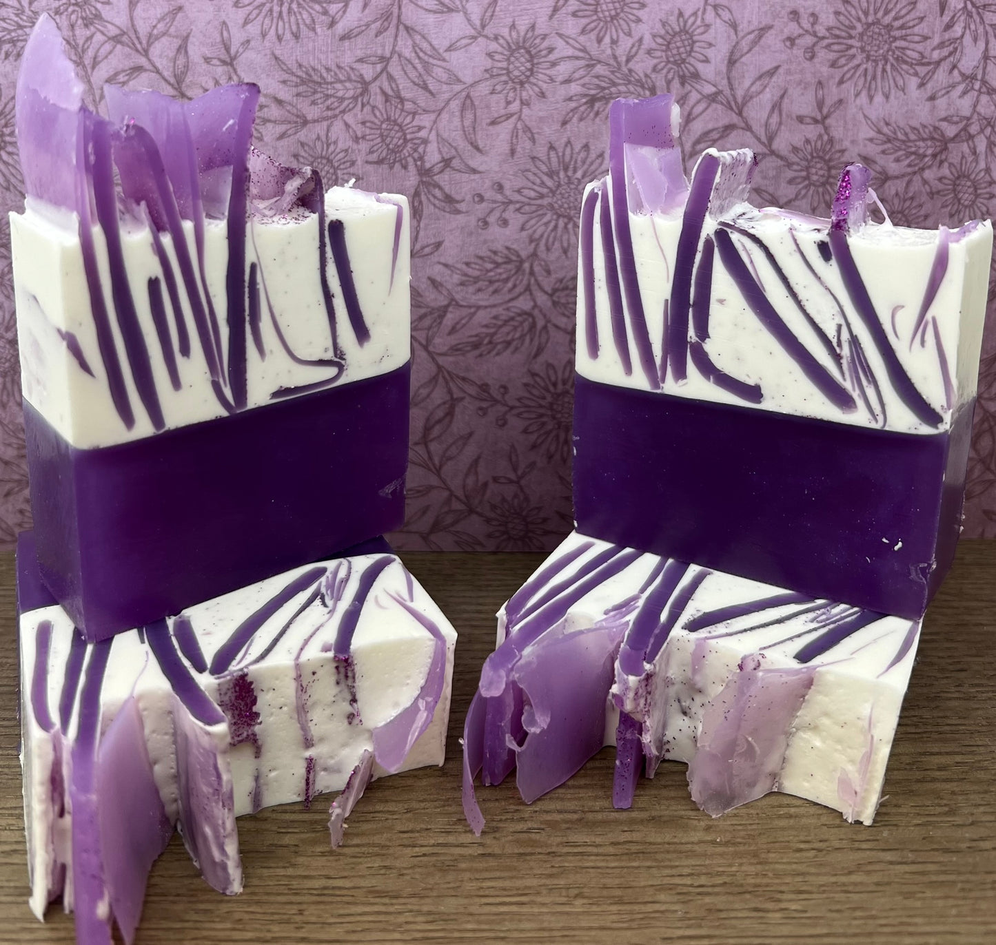 Purple Patchouli Clear & Goat Milk Soap.