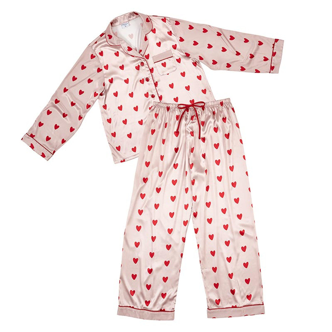Get ready for sweet dreams and lounging in comfort with our Bella Sleep & Spa Pink Heart PJ set. Front