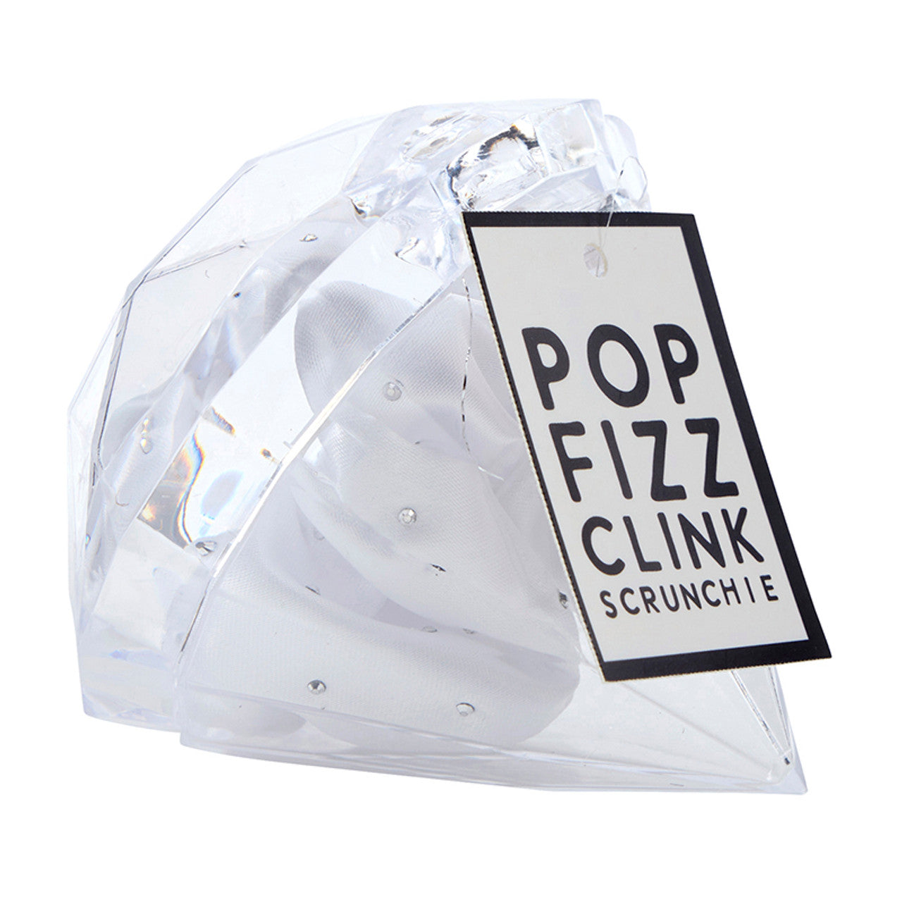 Bella Sleep & Spa Large Diamond Ornament Satin Rhinestone Scrunchie - White