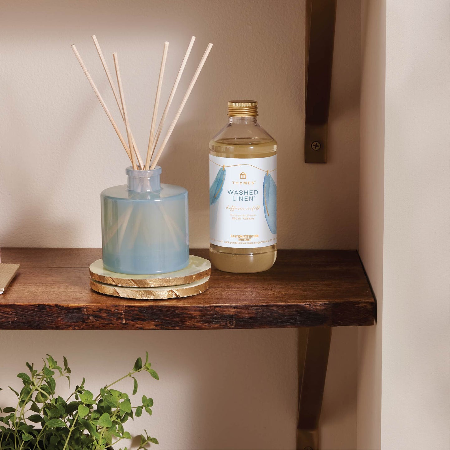 Thymes Washed Linen Petite Reed Diffuser