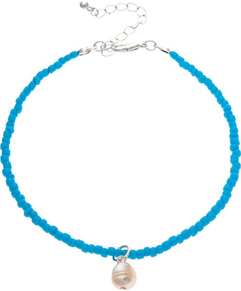 Blue Bead Pearl Bead Anklet
