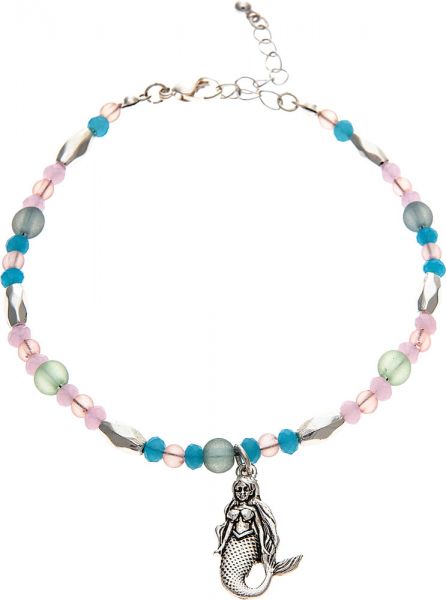 Silver Multicolored Bead Mermaid Anklet