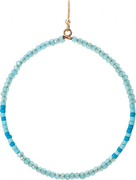 Gold Blue Seed Bead Circle Earring