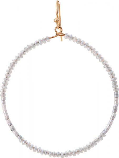 Round Gold Grey Seed Bead Circle Earring