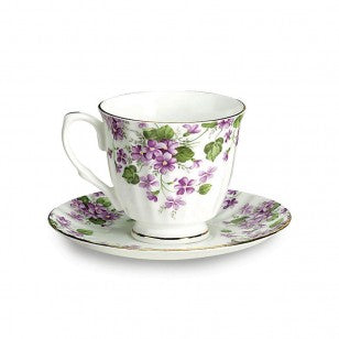 Violet Cups & Saucers set of 4
