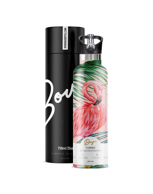 Bougie Bottle Insulated Water Bottle Flamingo Gift Set 25oz