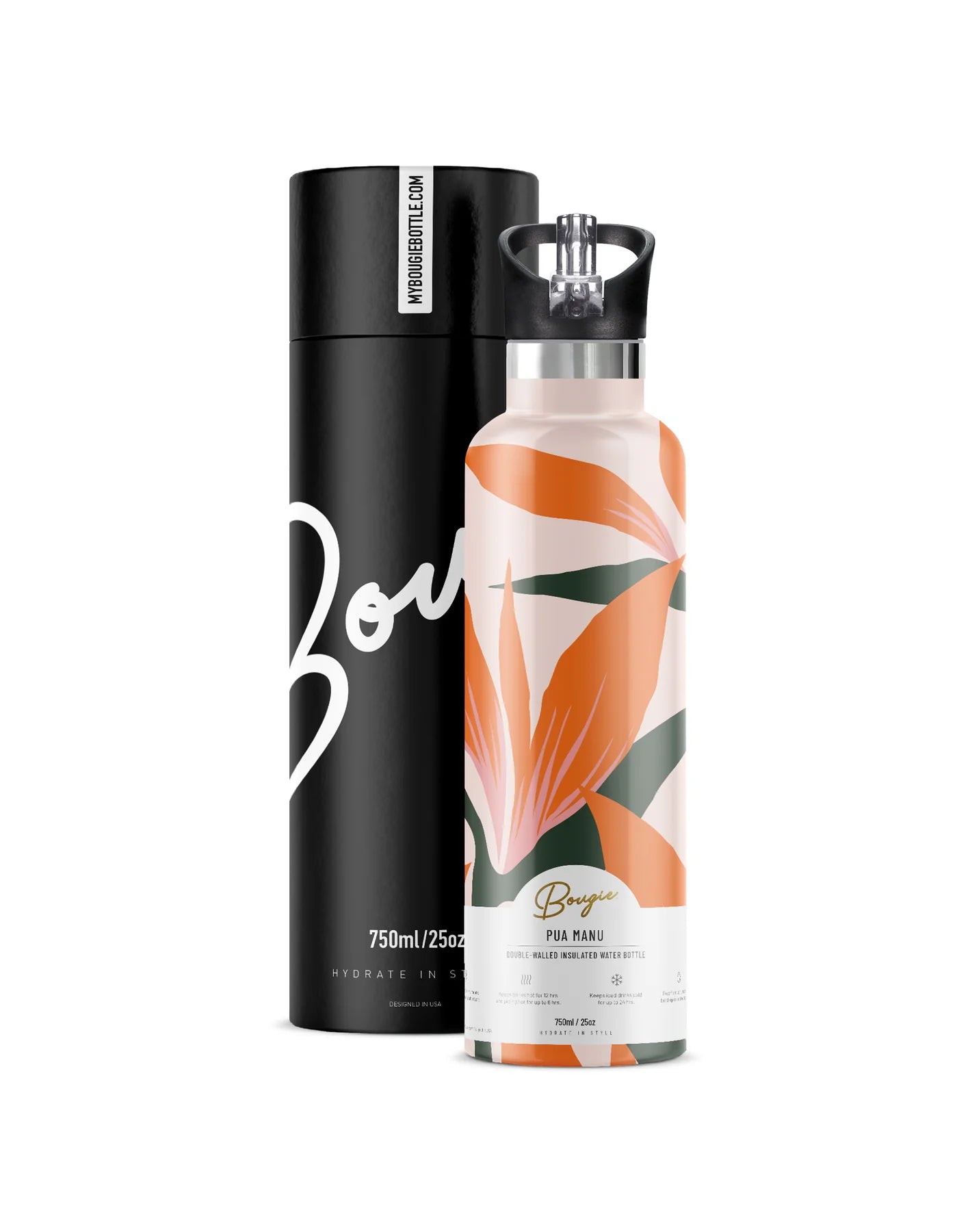 Bougie Bottle Insulated Pua Manu Water Bottle 25 oz