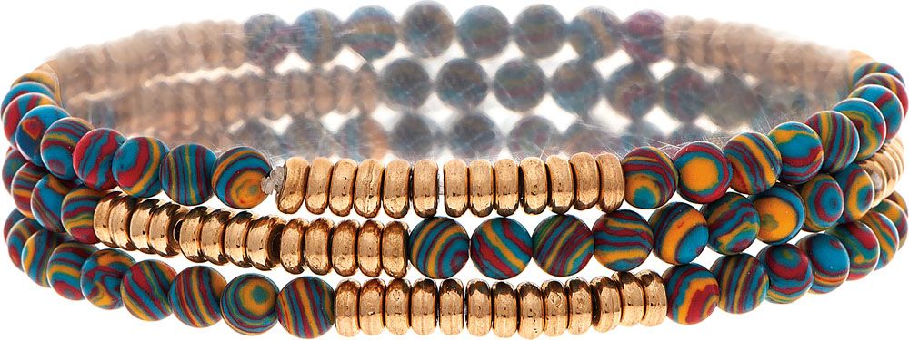 Multicolored Swirl Gold Bead Set