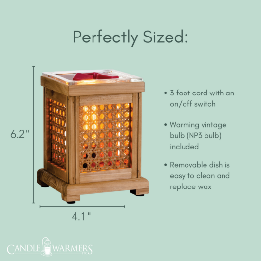 Candle Warmers Vintage Bulb Illumination Fragrance Warmer-Wood & Cane