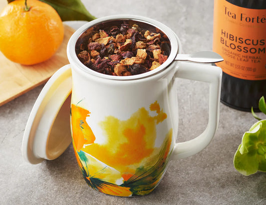 TEA FORTE  FIORE STEEPING CUP WITH INFUSER WILD POPPY
