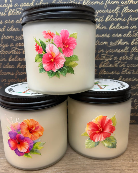 Pink Hibiscus Hawaiian Candle