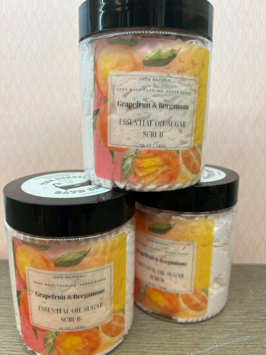 Grapefruit & Bergamot Essential Oil Foaming Sugar Scrub