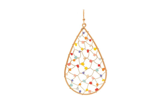Teardrop Multicolored Threaded Bead Earring