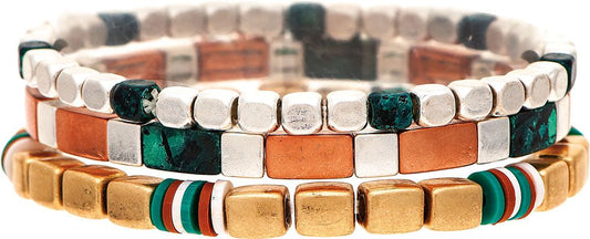 Multi Patina Chunky Bracelet Set