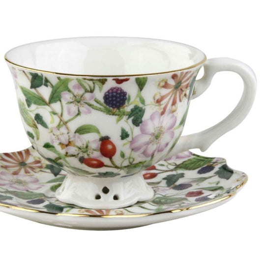 Summer Berry Cup & Saucer Set of 4